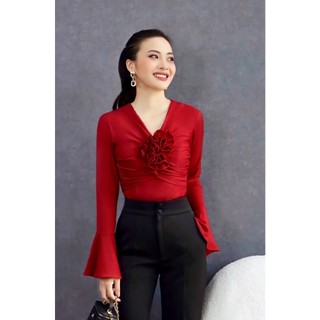 Set/áo cổ tim hoa 3D thiết kế cao cấp