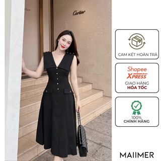 Đầm vạt vai cúc dọc Fiona - MAIIMER