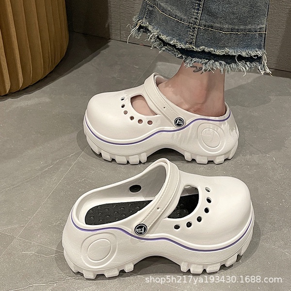 Giày lỗ cao gót đế dày 7CM thời trang thoáng khí đi ra ngoài mùa hè cho nữ