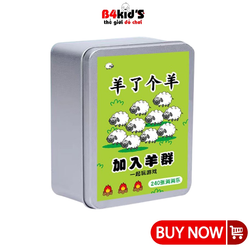 Trò chơi nuôi cừu bông 480 thẻ bài giấy hộp inox vui nhộn B4KIDS