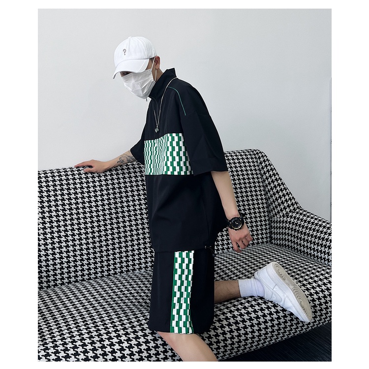 Bộ Thể Thao Nam Hè Cổ Trụ Phối Khóa Kéo Cao Cấp, Chất Liệu Cotton Mịn Mã TRU02 Cá Tính