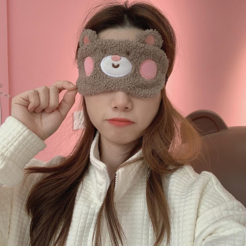 Bịt mắt ngủ vải bông hoạ tiết hoạt hình kèm túi gel