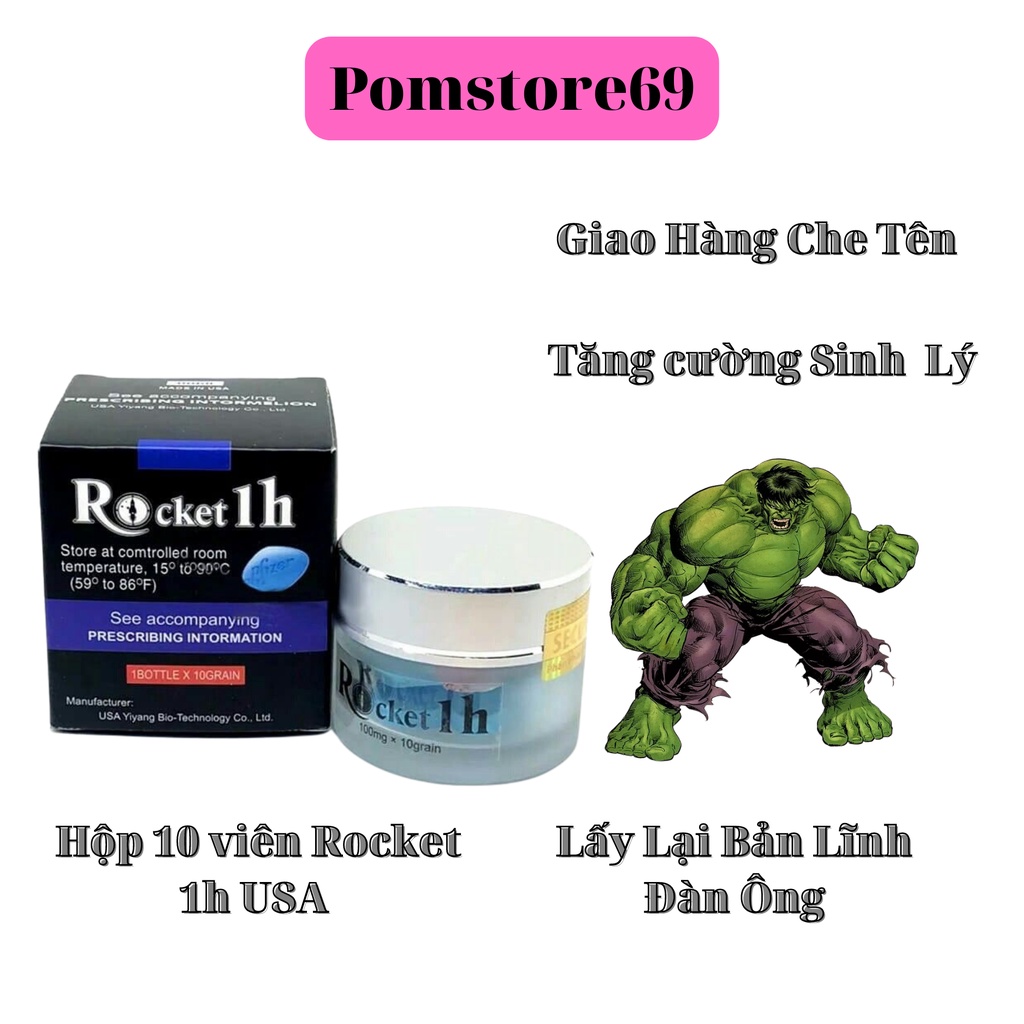 Rocket 1h Chính hãng Mỹ hộp 10 viên - Tăng cường sinh lý nam