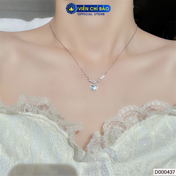 Dây chuyền bạc nữ trái tim mặt trăng cách điệu chất liệu bạc 925 thời trang phụ kiện trang sức Viễn Chí Bảo D000437