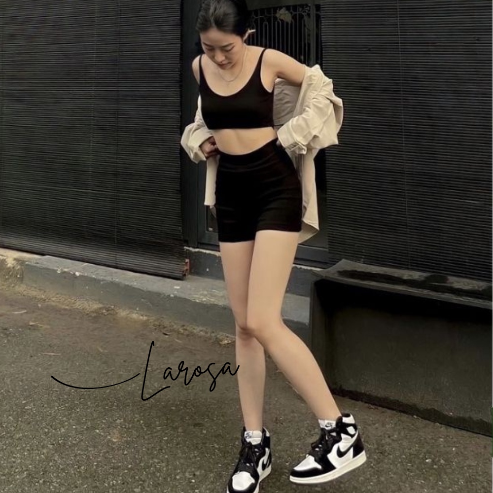 Quần short nữ ,quần biker short ôm lưng cao nâng mông màu đen lưng cao chất cotton co giãn 4 chiều mặc đi chơi tập