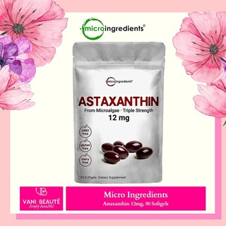 Micro Ingredients chống oxi hoá Astaxanthin 12mg túi 90 viên