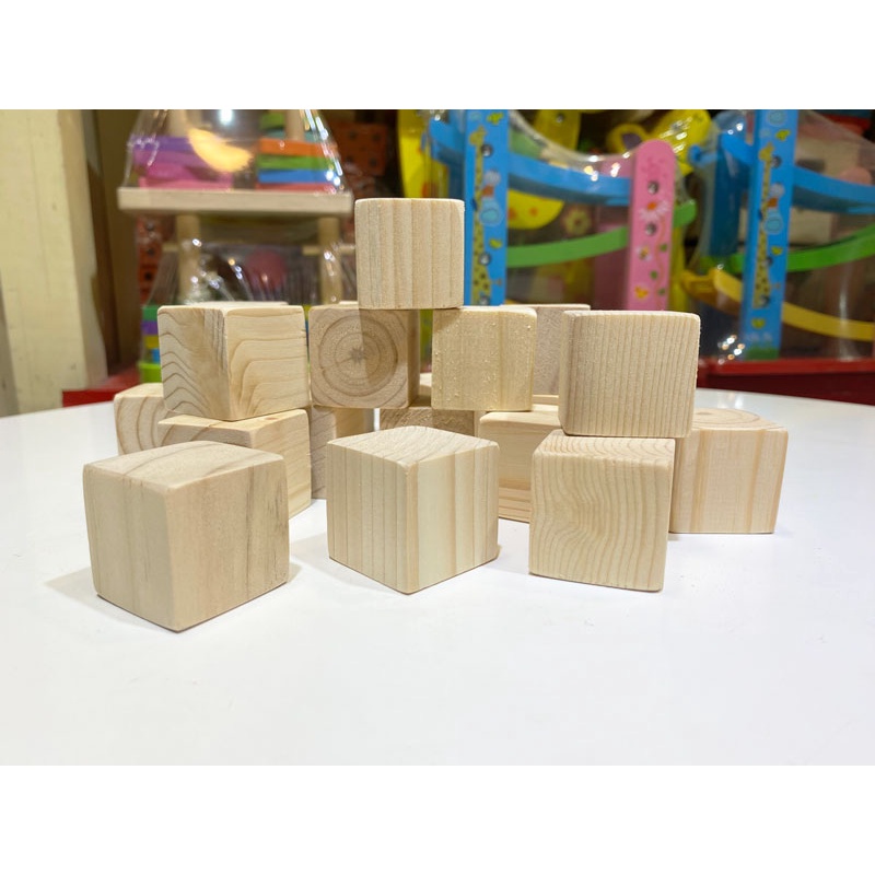 Combo 20 Khối gỗ lập phương 3cm, khối vuông xếp chồng và làm đồ thủ công DIY, đồ chơi gỗ xây dựng, khối gỗ trơn