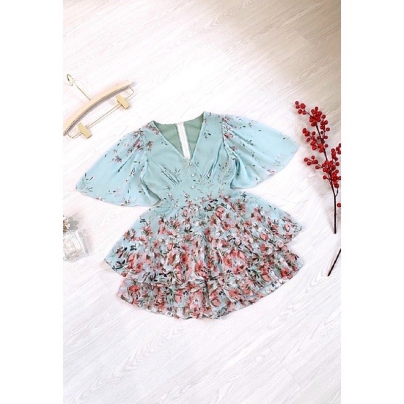 Jum Jeans Đùi Tay Ngắn Túi Hộp Dây Rút Eo