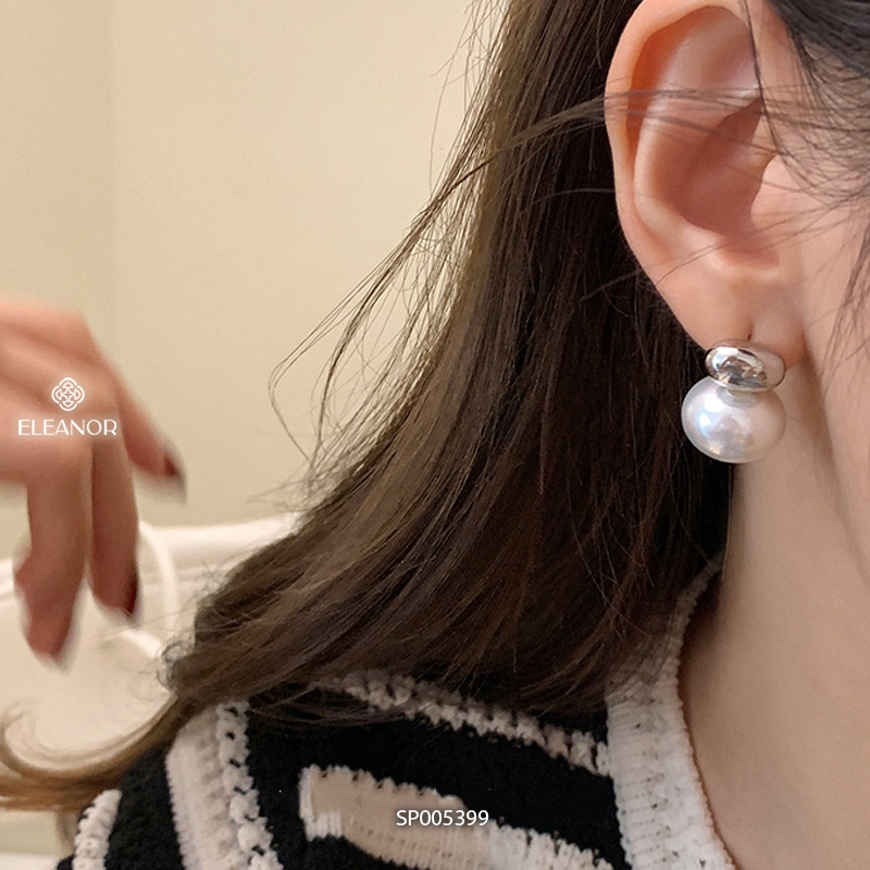 Bông tai nữ chuôi bạc 925 Eleanor Accessories thiết kế dáng hồ lô ngọc trai nhân tạo phụ kiện trang sức 5399