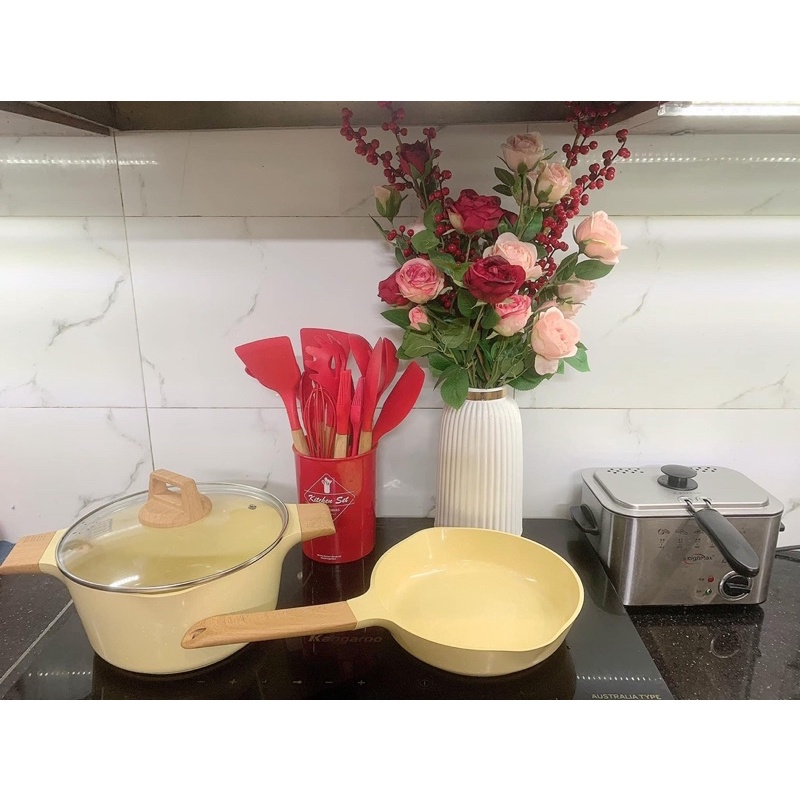 Nồi chảo đá granite cao cấp xuất Âu màu vàng