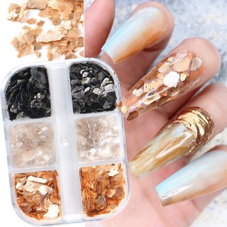 Set nhũ vảy cá vàng gold 6 màu trang trí móng tay