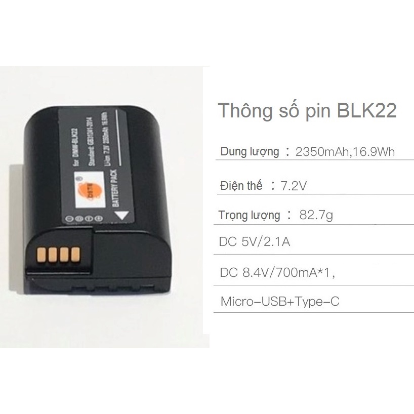 Pin & Sạc Máy ảnh Panasonic Lumix DC -S1/S5 chính hãng DSTE & KINGMA , thay thế pin Panasonic DMW- BLK22 & DMW- BLJ31
