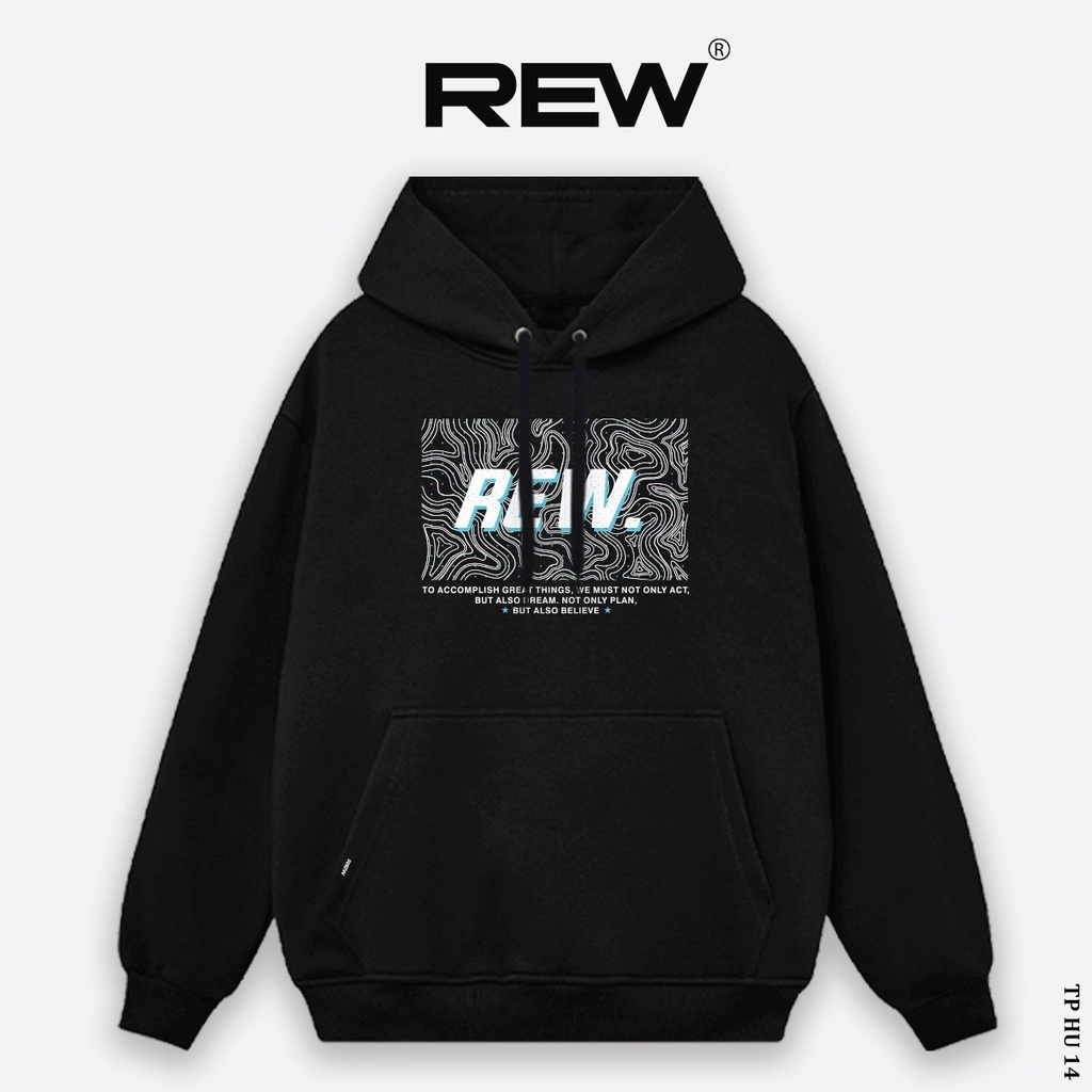 Áo Hoodie REW Nam Nữ trơn form rộng Unisex mẫu REW SÓNG HD14
