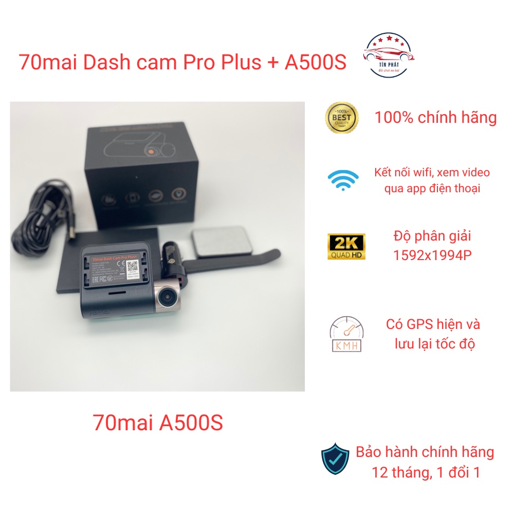 Camera hành trình 70mai Dash cam Pro Plus + A500S. Chất lượng 1994P, bản Quốc Tế, hàng chuẩn chính hãng