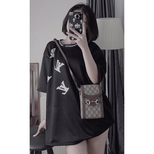 Áo thun ctton❤️ áo LV viền cổ 2 màu đen trắng Cotton pc dày dặn đẹp không lộ bên trong có túi zip và tag Fom