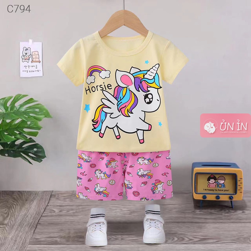 8-15kg BỘ XUẤT HÀN BÉ GÁI CHẤT THUN COTTON CỘC TAY - CG54