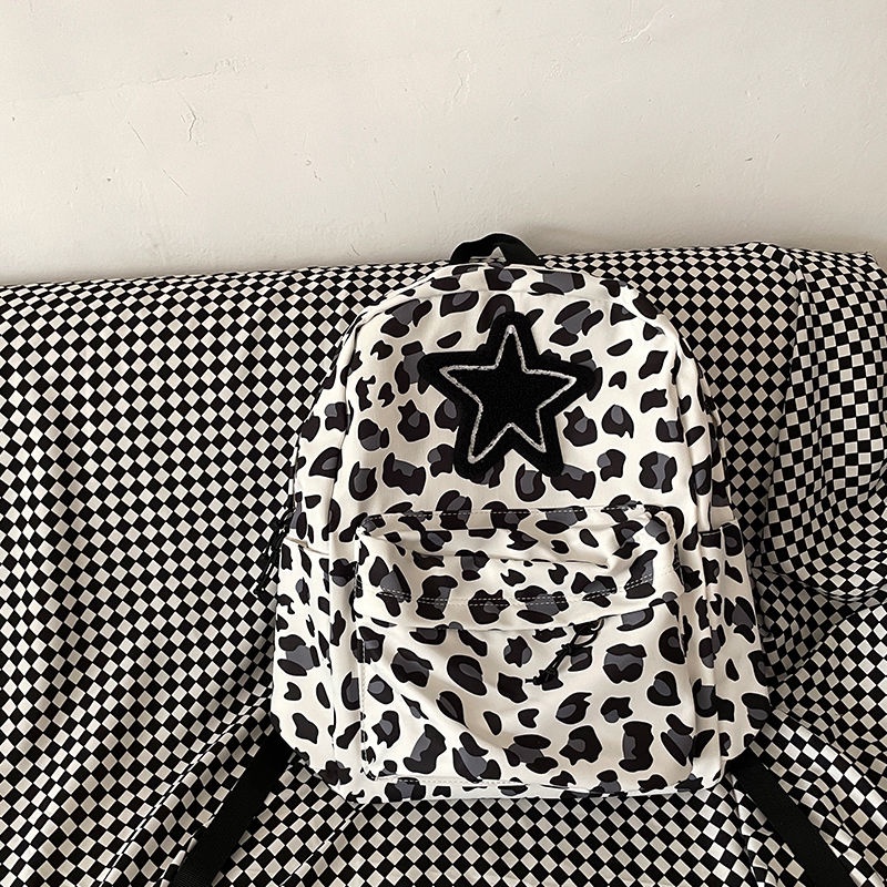 Ba Lô Đi Học Họa Tiết Da Báo Và Ngôi Sao Ngọt Ngào Chính Hãng Cho Nữ Sinh Trung Học