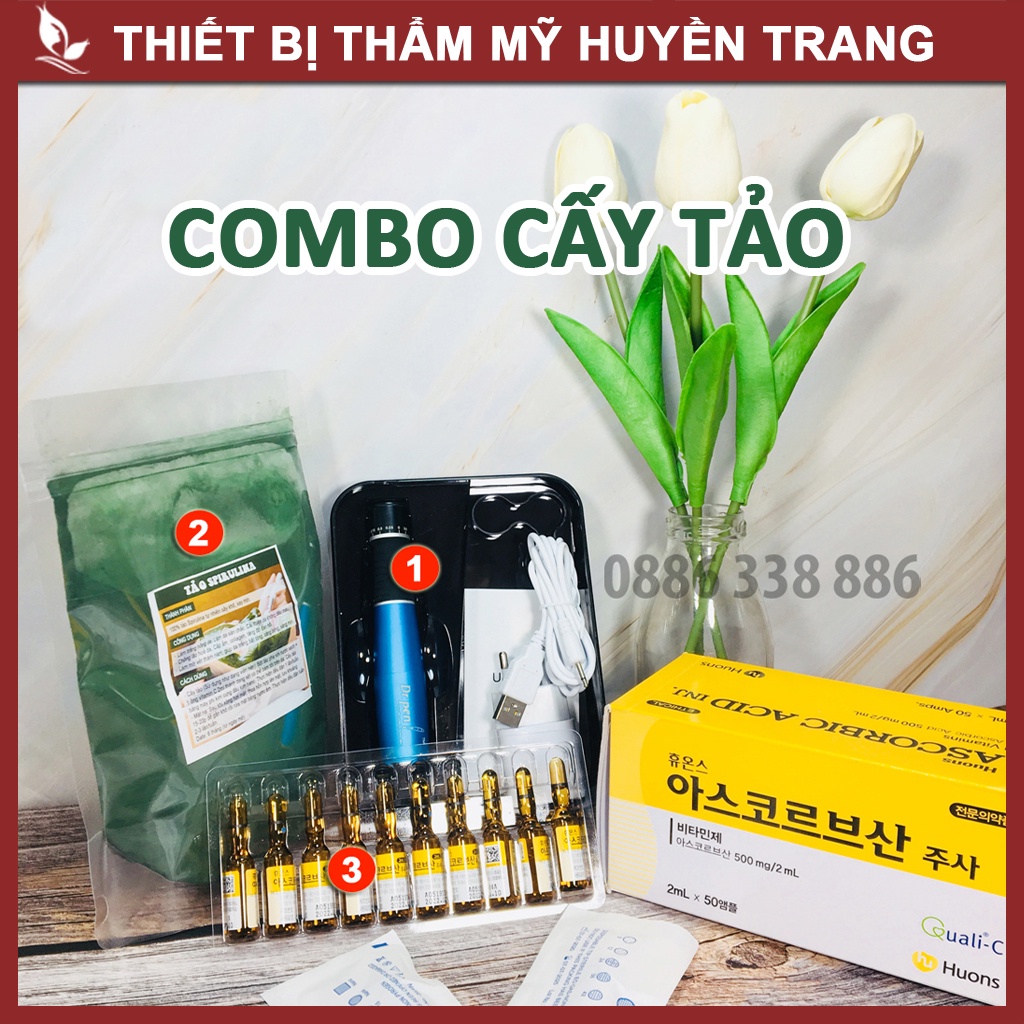 Combo Cấy Tảo, Cấy Phấn, Hồng Sâm, Đi Tế Bào Gốc Bằng Máy Phi Kim Đầu Kim Nano, 36, 12 - Thẩm Mỹ Huyền Trang NANOCEE