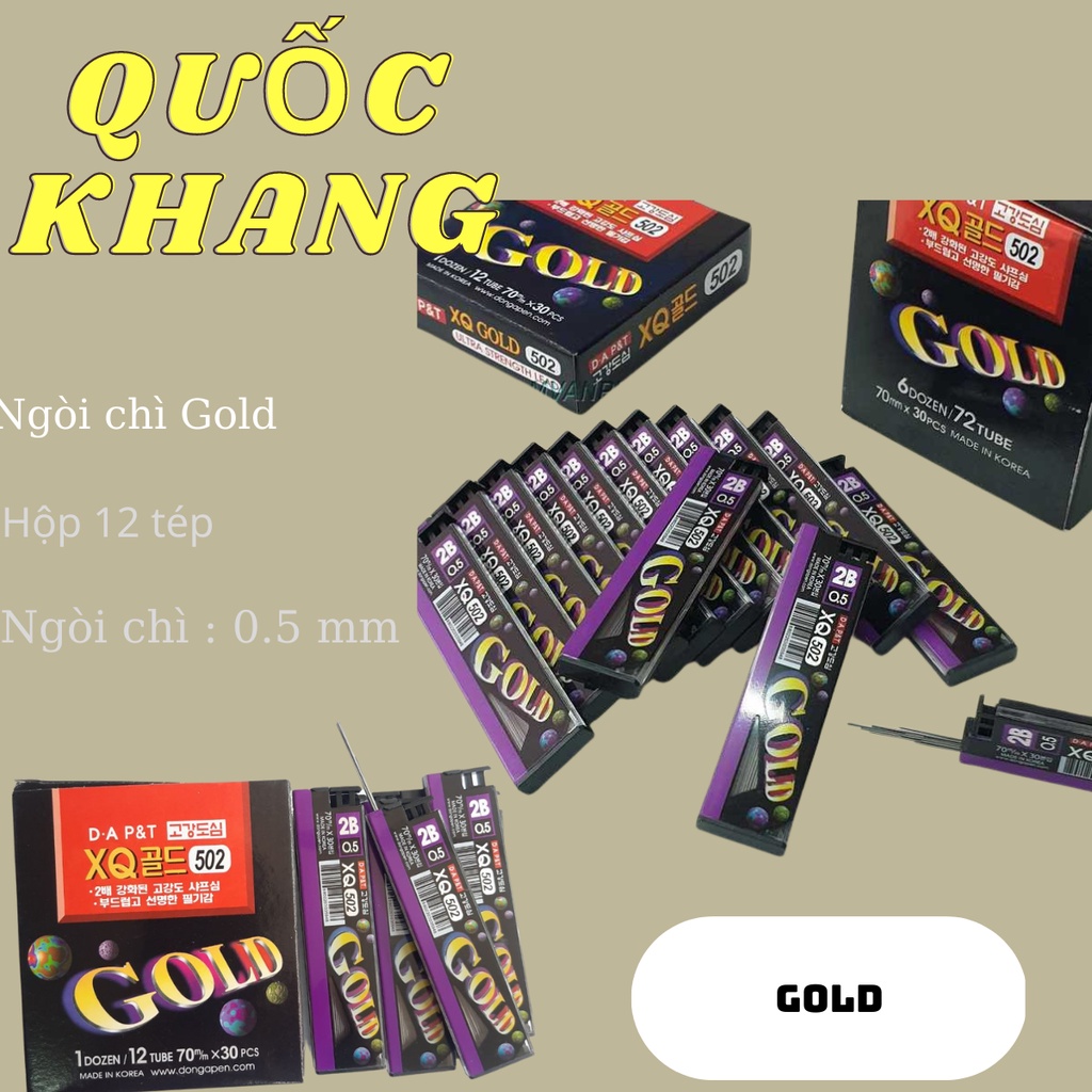 HỘP 12 HỘP NGÒI CHÌ GOLD 0.5MM