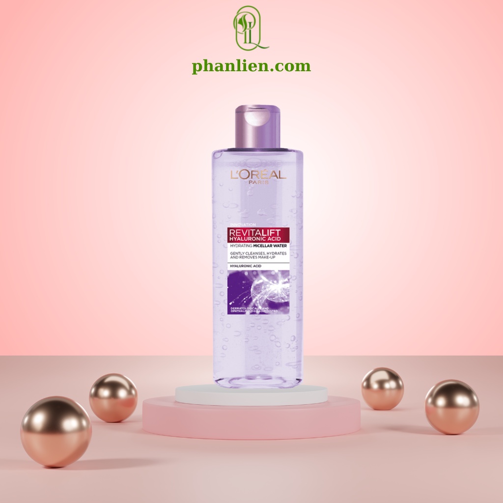 Nước tẩy trang L’oreal Revitalift Hyaluronic làm sạch, cấp ẩm và căng mịn cho da khô, hỗn hợp và nhạy cảm