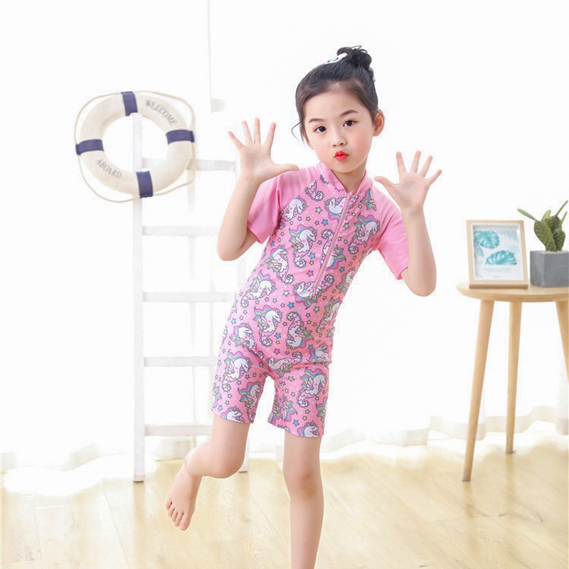 Đồ bơi bé gái đồ bơi bé trai liền thân ngắn tay size từ 14kg đến 30kg