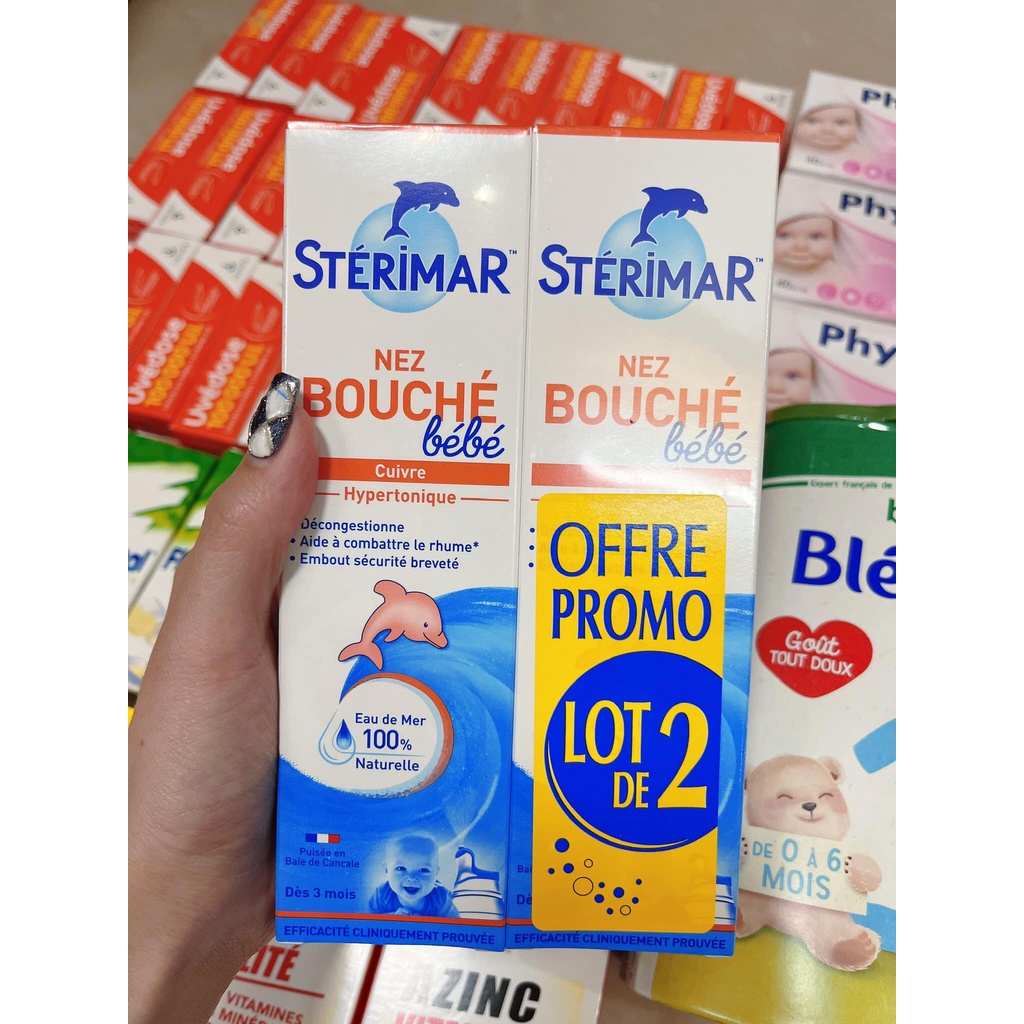 Xịt Mũi Cá Heo Vàng Và Cam Sterimar Pháp 100ml - Giúp làm sạch, hết nghẹt mũi cho bé