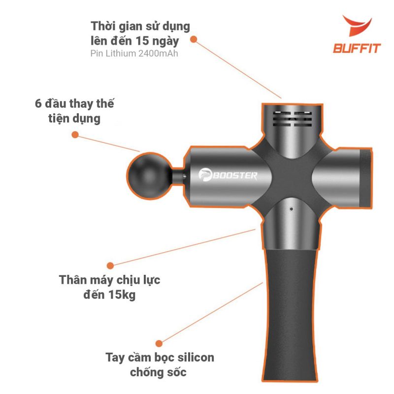 11 ĐẦU MASSAGER - TẶNG TÚI ĐỰNG - Máy massager BOOSTER PRO 3 công suật 126W max lực massa 12mm giúp bạn massa sâu