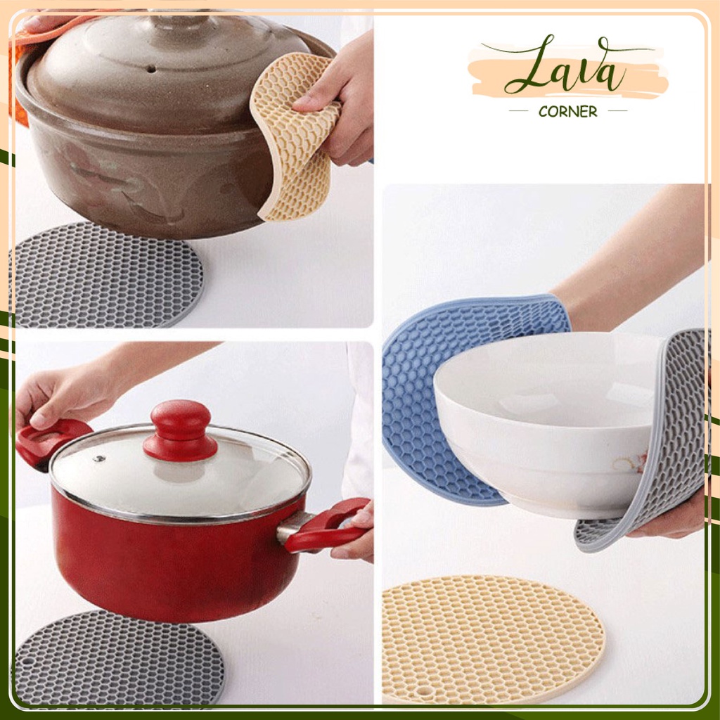 Lót nồi silicon chống trơn trượt đa năng phong cách Bắc Âu hình tròn