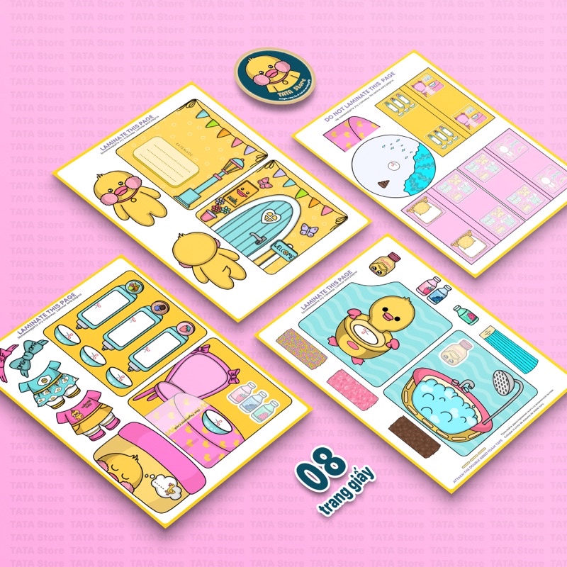 Nhà Bé Tèo, Vịt Lalafan - Ngôi nhà búp bê bằng giấy, đồ chơi tương tác bằng giấy cho bé