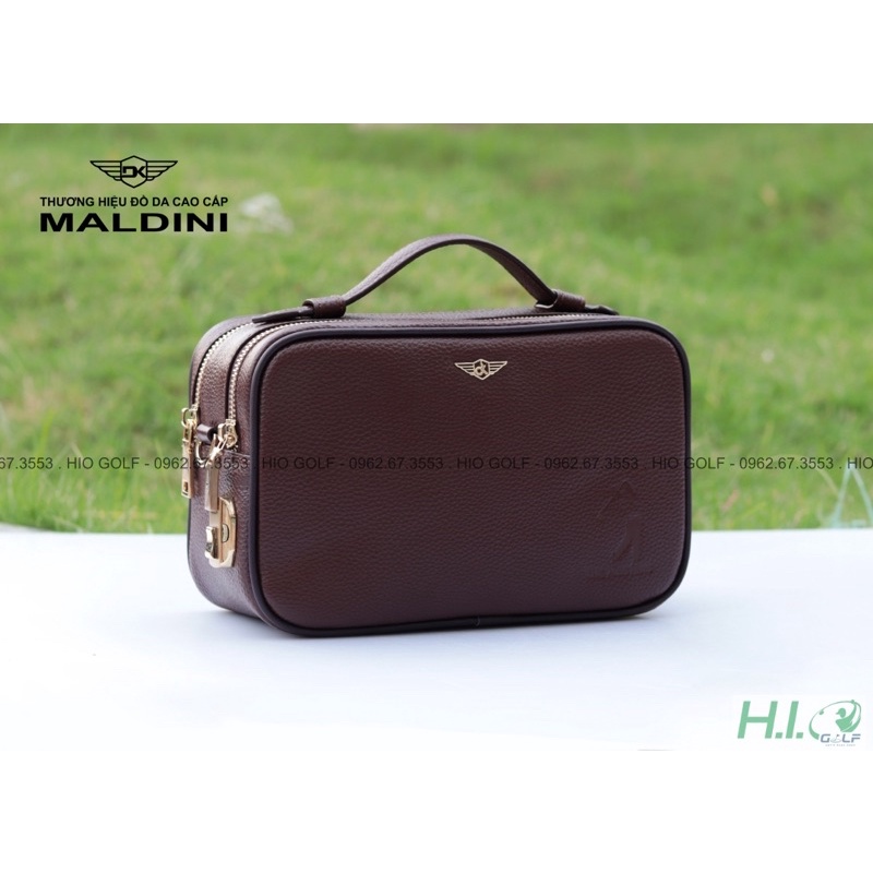 Túi cầm tay golf Maldini - Túi golf cầm tay da bò thật 100% khoá số