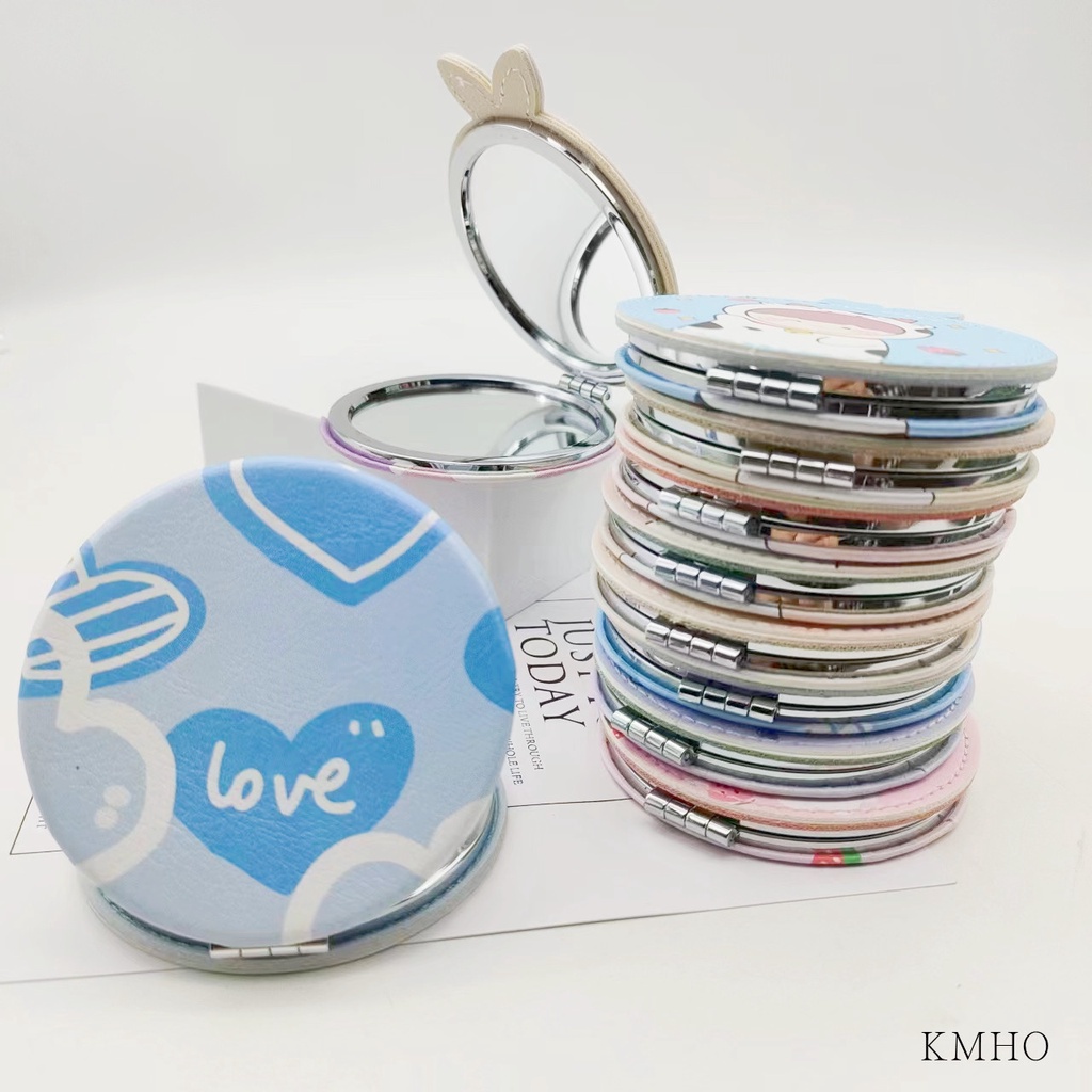 KMHO Gương trang điểm Nhật Bản và Hàn Quốc quà tặng sáng tạo dễ thương gương nhỏ xách tay gấp đôi gương trang điểm có thể phóng to gương