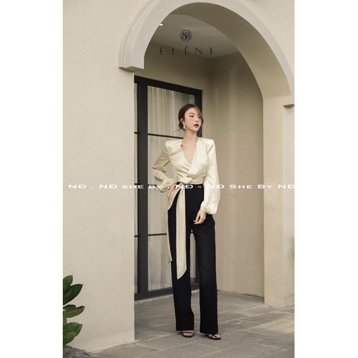 Áo sơ mi lụa thắt nơ cao cấp