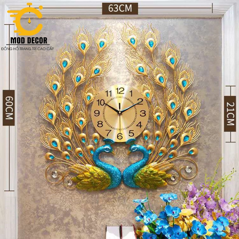 Đồng hồ treo tường trang trí công phượng, tráng gương MOD Decor, Lianzhang JJT mã 600