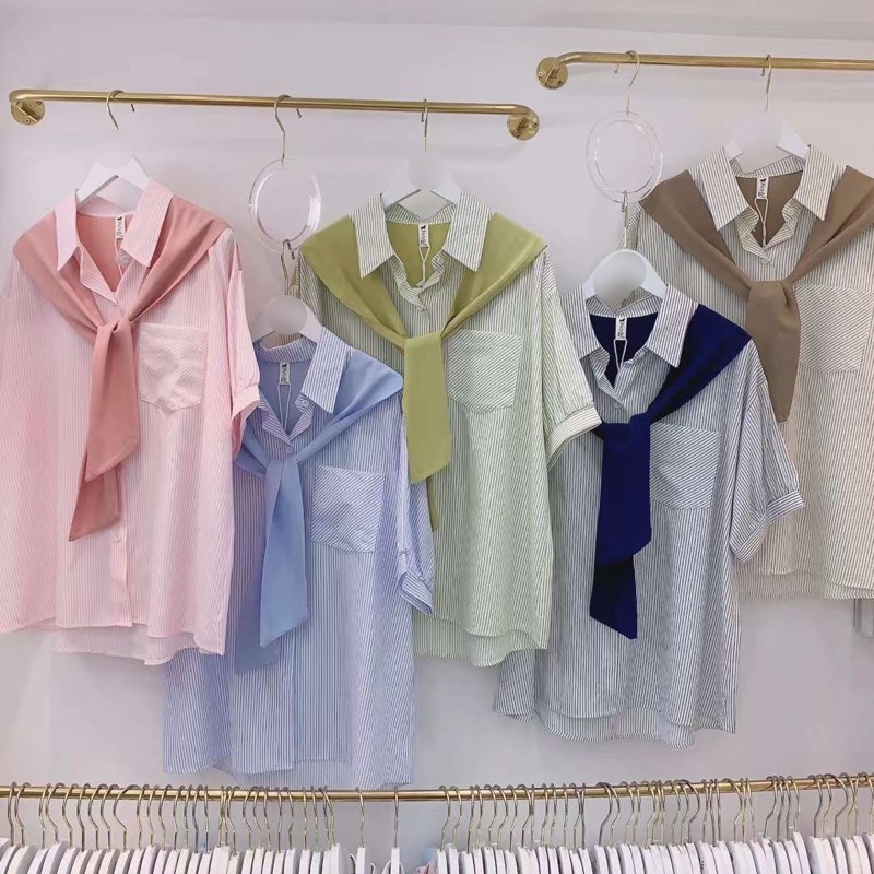Áo sơ mi kẻ thuỷ thủ cộc tay