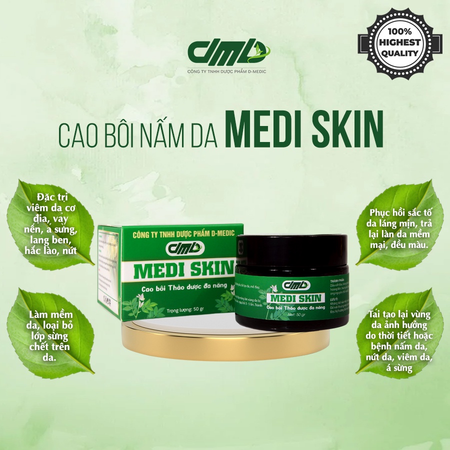 Cao Bôi Da Thảo Dược Medi Skin Cao Bôi Đa Năng Ngăn Ngừa Nấm Da Hộp 50gram