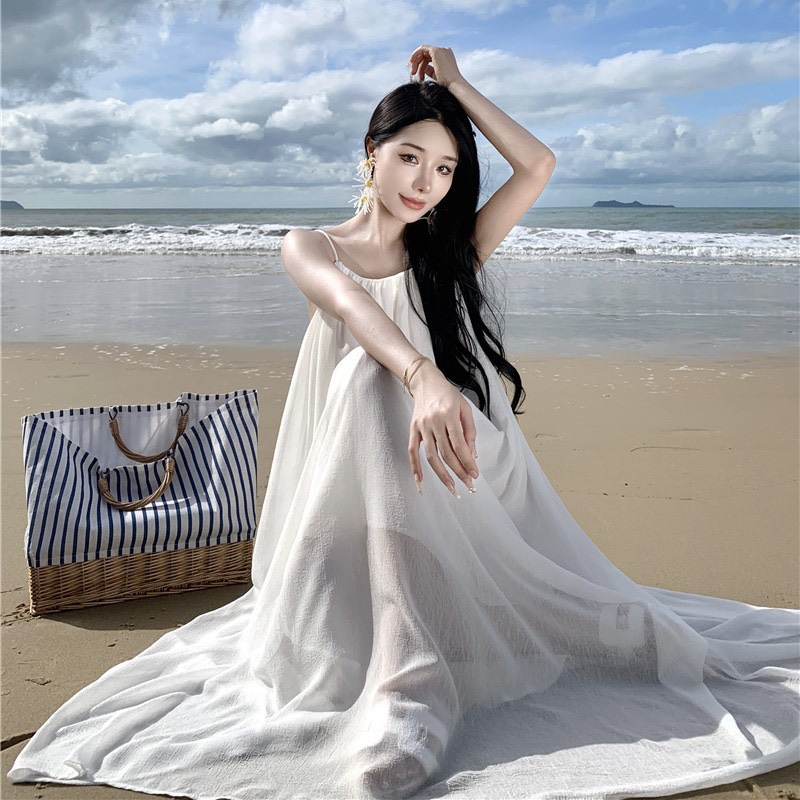 [HÀNG QUẢNG CHÂU] Maxi trắng lụa dáng dài