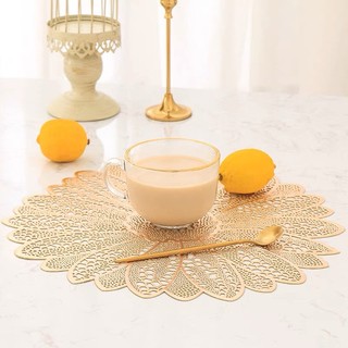 Tấm lót bàn ăn, lót lọ hoa, placemat, nhựa dẻo màu bạc và vàng, đường kính 38cm, xinh, rẻ, tiện lợi