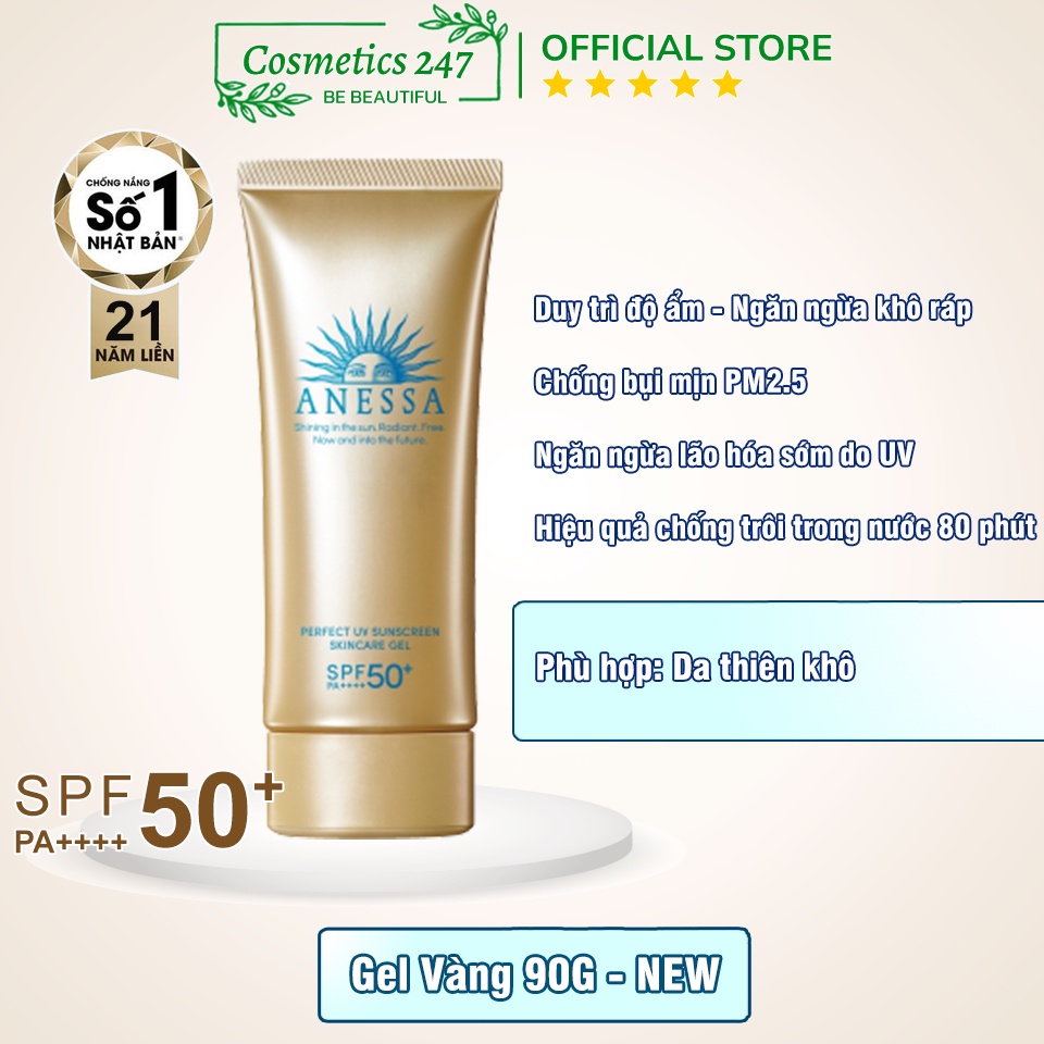 Gel chống nắng Anessa Perfect UV Sunscreen Skincare Gel SPF50+ PA++++ 90G