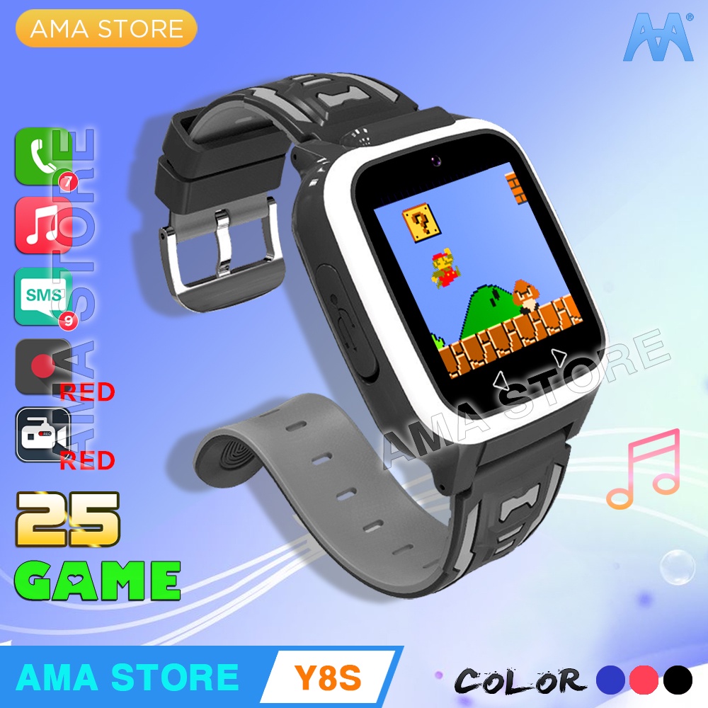 Đồng hồ Thông minh 25 GAME Y8S có thể Gắn thẻ nhớ 32G Nghe nhạc Lắp Sim gọi Điện thoại không cần App Quản lý