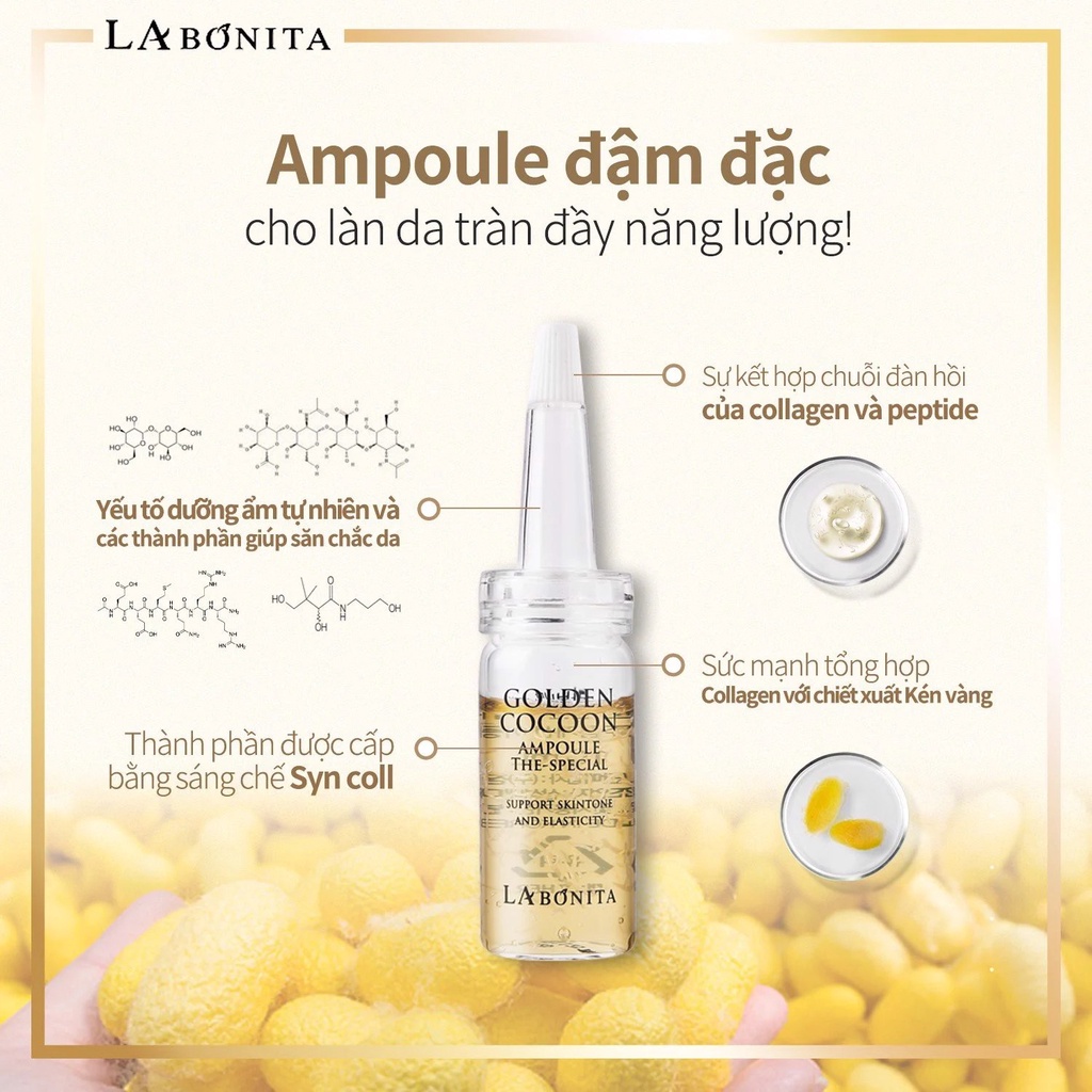 [Set 4 Chai] Tinh chất kén tằm vàng La Bonita Golden Cocoon Ampoule The-Special 10ml/chai