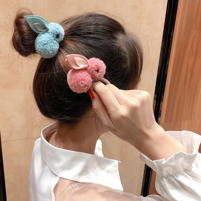 Dây buộc tóc họa tiết chú thỏ hoạt hình phong cách Hàn Quốc dễ thương cho nữ