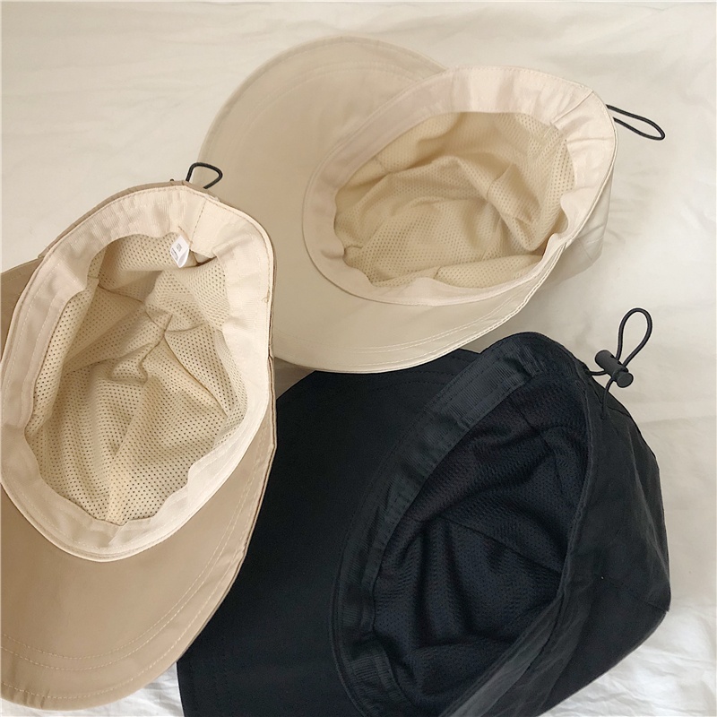 Mũ chống nắng Hàn Quốc vải mềm vành 9cm dây rút thoáng khi nón rộng vành nữ có thể gấp gọn được