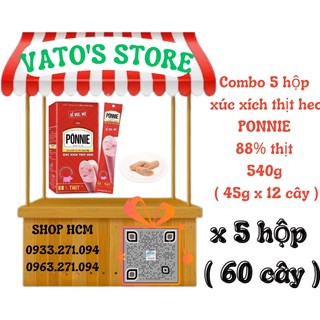 Combo 5 hộp xúc xích thịt heo ponnie 88% thịt 540g / combo 1 hộp xúc xích thịt heo ponnie 88% thịt 540g