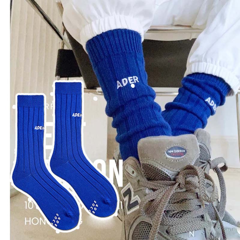 Vớ cao màu xanh blue thêu chữ chất liệu cao cấp