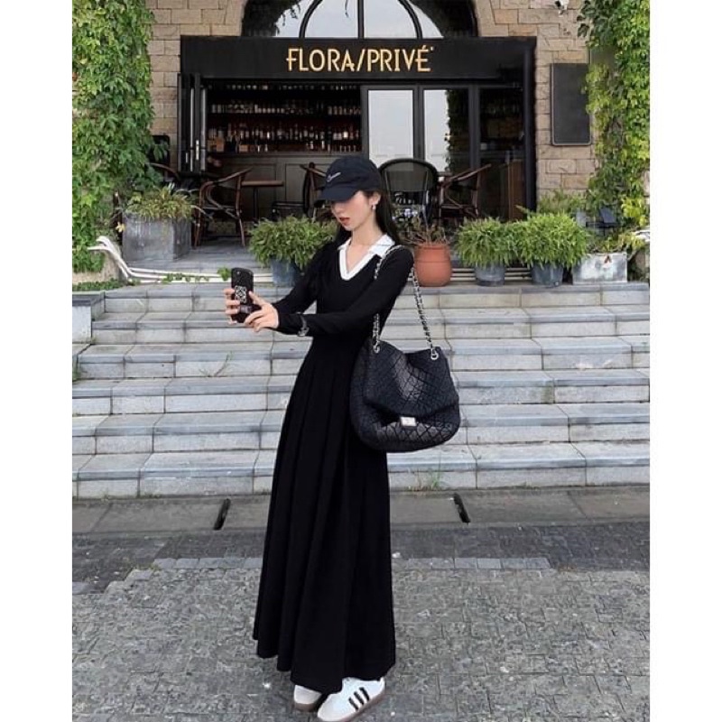 | Chang Tròn | Đầm Polo cổ trắng Bigsize dáng A