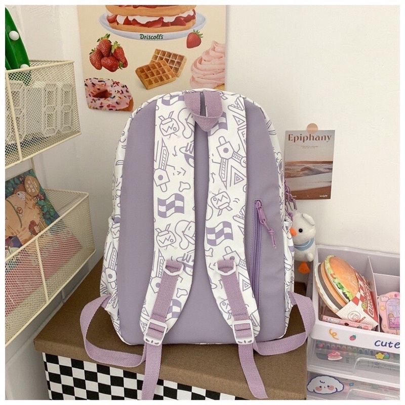Balo Quảng Châu Kashichun Hoạ Tiết Dễ Thương Chất Vải Chống Thấm Balo Nữ Đi Học Thời Trang Ulzzang