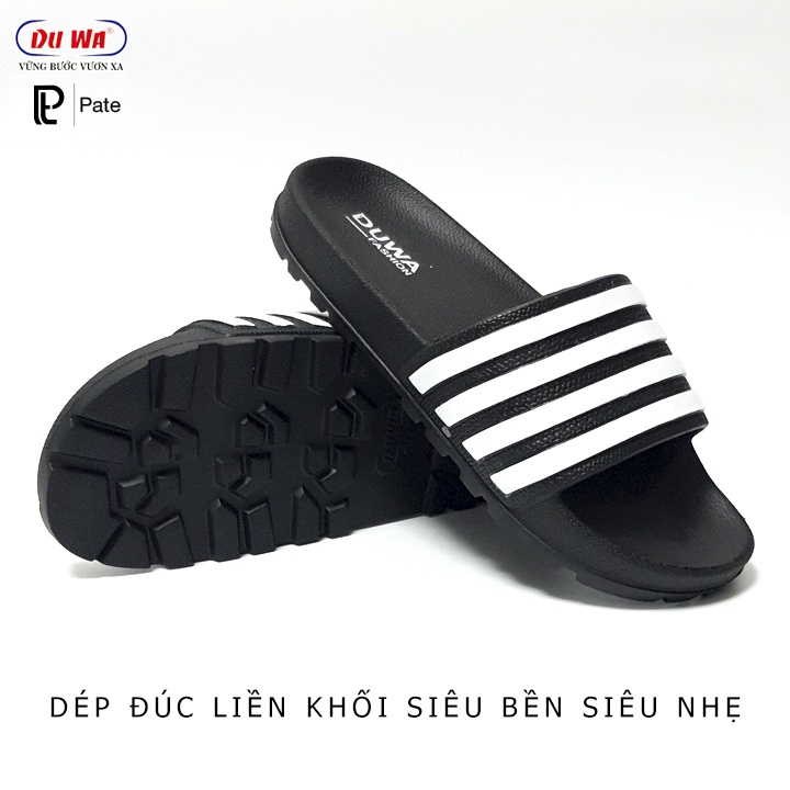 Dép quai ngang nam nữ siêu nhẹ Duwa cao cấp 4 sọc đúc nguyên khối hàng chính hãng