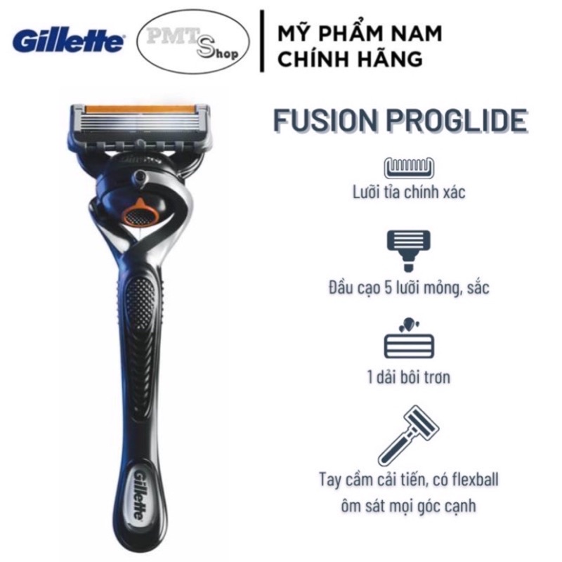 (Chính hãng) Dao cạo râu Gillette Fusion5 +1 Proglide Power Fusion 5 Proshield Bộ cán , Hộp Lưỡi thay thế vỉ 8 , 4 cái