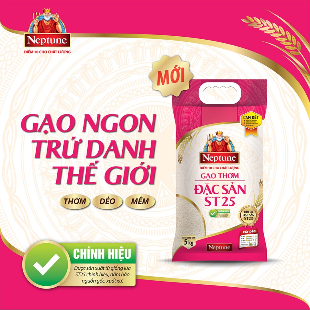 1 Kg gạo thơm, dẻo đặc sản ST 25 Nhãn vàng Neptune ăn thử