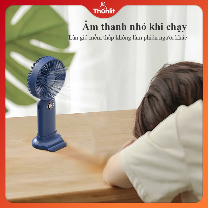 Quạt pin cầm tay Thunlit có năng lượng hiển thị 1200mAh 3 tốc độ gió di động có thể sạc lại